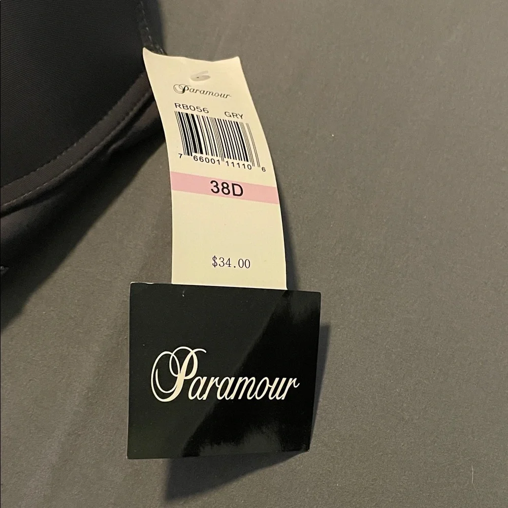 Paramour Charcoal Lace Accent Bra Size 38D NWT - Picture 4 of 5